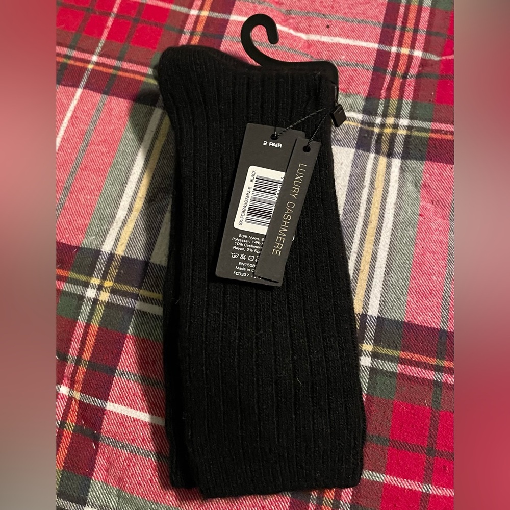 NEW French Connection Luxury Cashmere Blend Black Socks